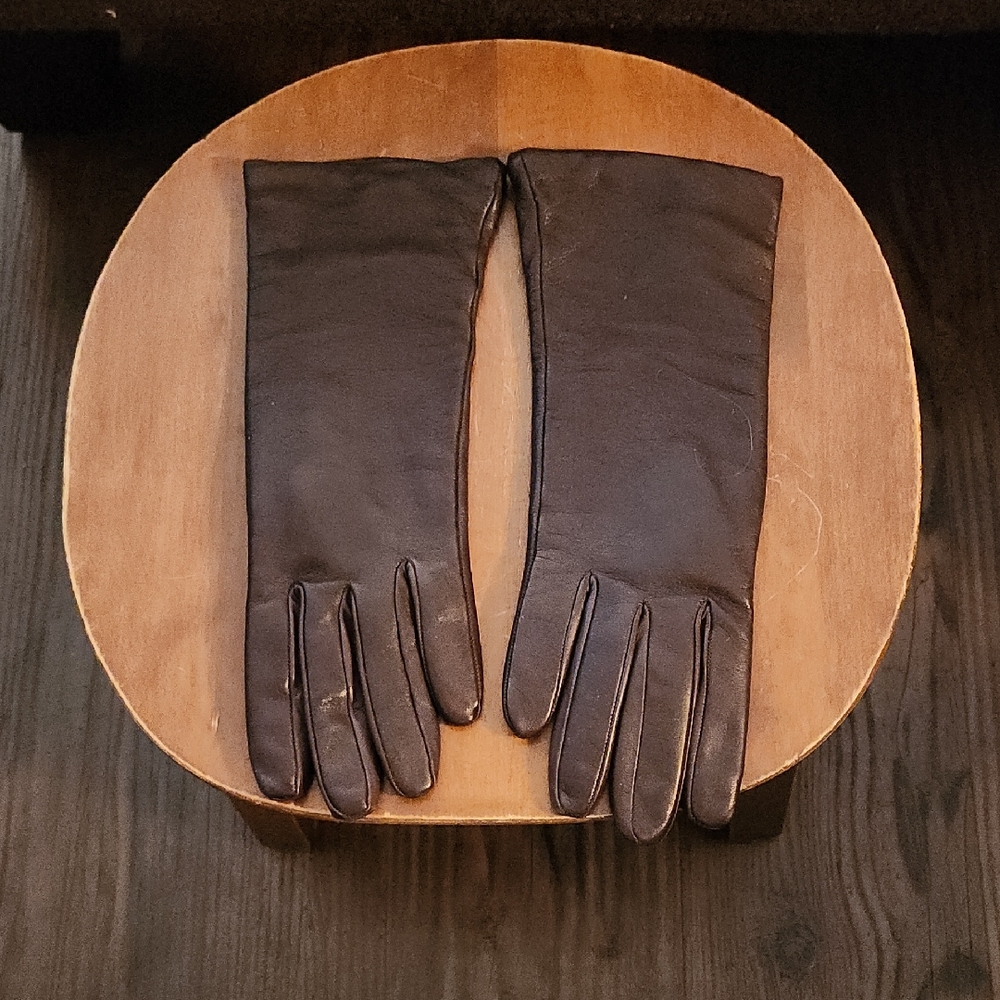NEW Luxurious Holt Renfrew Italian Leather Cashmere Lined Dark Brown Gloves sz 6